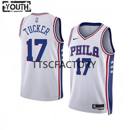 Maillot Basket Philadelphia 76ers P.J. Tucker 17 Nike 2022-23 Association Edition Blanc Swingman - Enfant